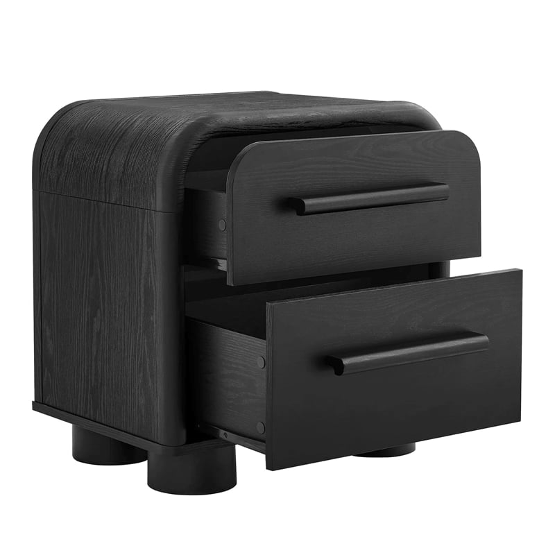 Modway Bellamy Curved 2-Drawer Nightstand in Black Oak