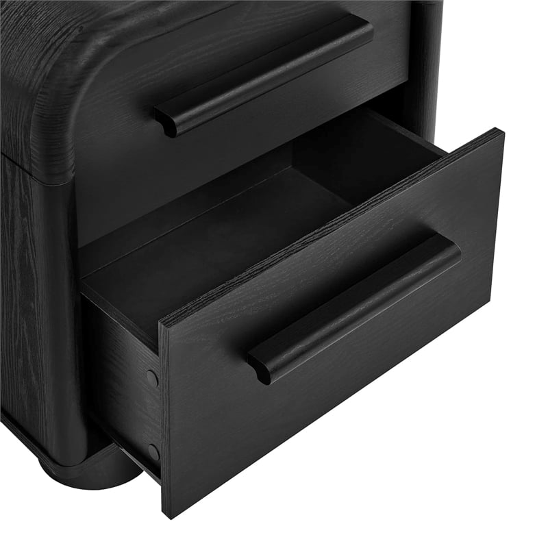 Modway Bellamy Curved 2-Drawer Nightstand in Black Oak