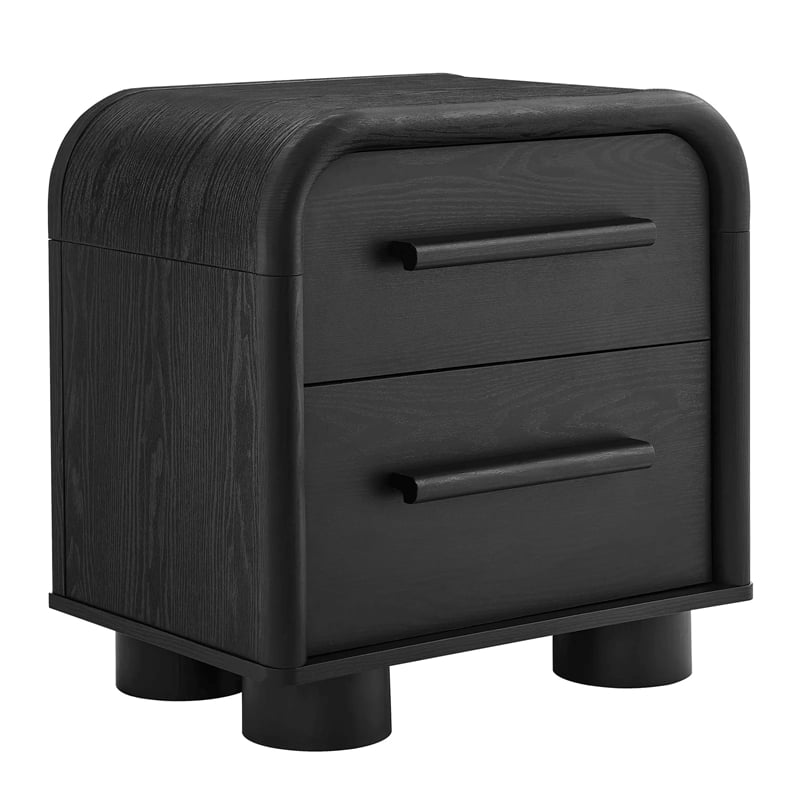 Modway Bellamy Curved 2-Drawer Nightstand in Black Oak