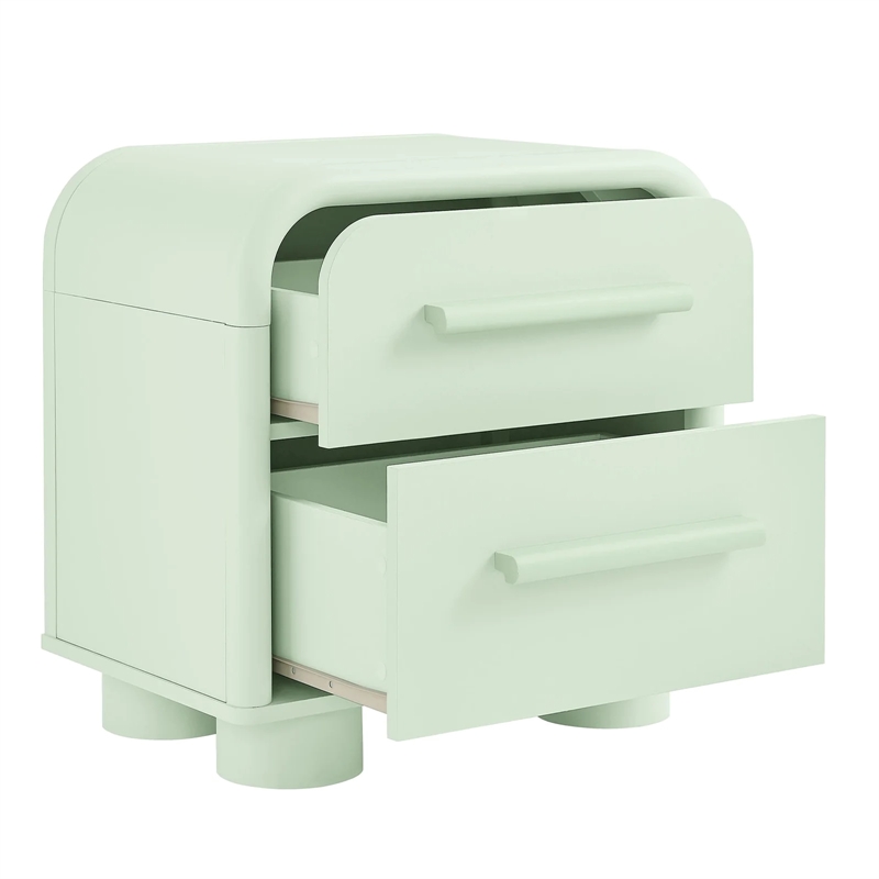 Modway Bellamy Curved 2-Drawer Nightstand in Sage