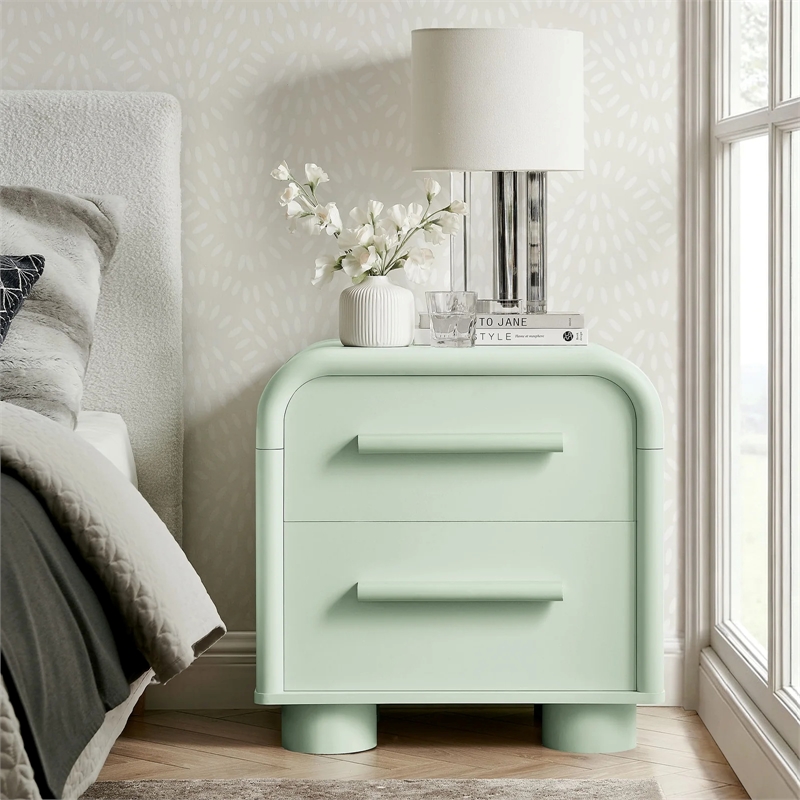 Modway Bellamy Curved 2-Drawer Nightstand in Sage