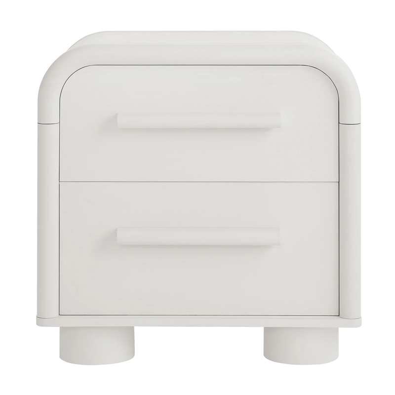 Modway Bellamy Curved 2-Drawer Nightstand in White Matte
