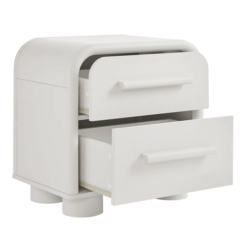 Modway Bellamy Curved 2-Drawer Nightstand in White Matte