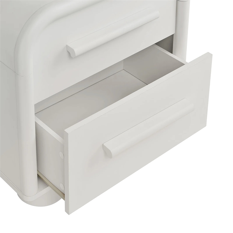 Modway Bellamy Curved 2-Drawer Nightstand in White Matte
