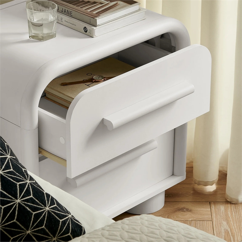 Modway Bellamy Curved 2-Drawer Nightstand in White Matte