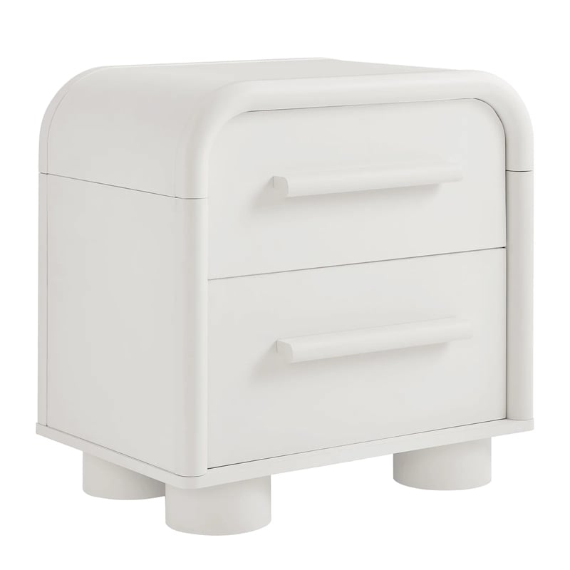 Modway Bellamy Curved 2-Drawer Nightstand in White Matte