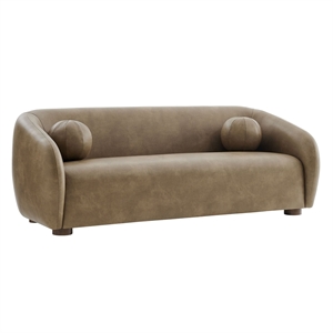 Modway Holland 85&quot Vegan Leather Sofa in Mushroom