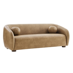 Modway Holland 85&quot Vegan Leather Sofa in Toast