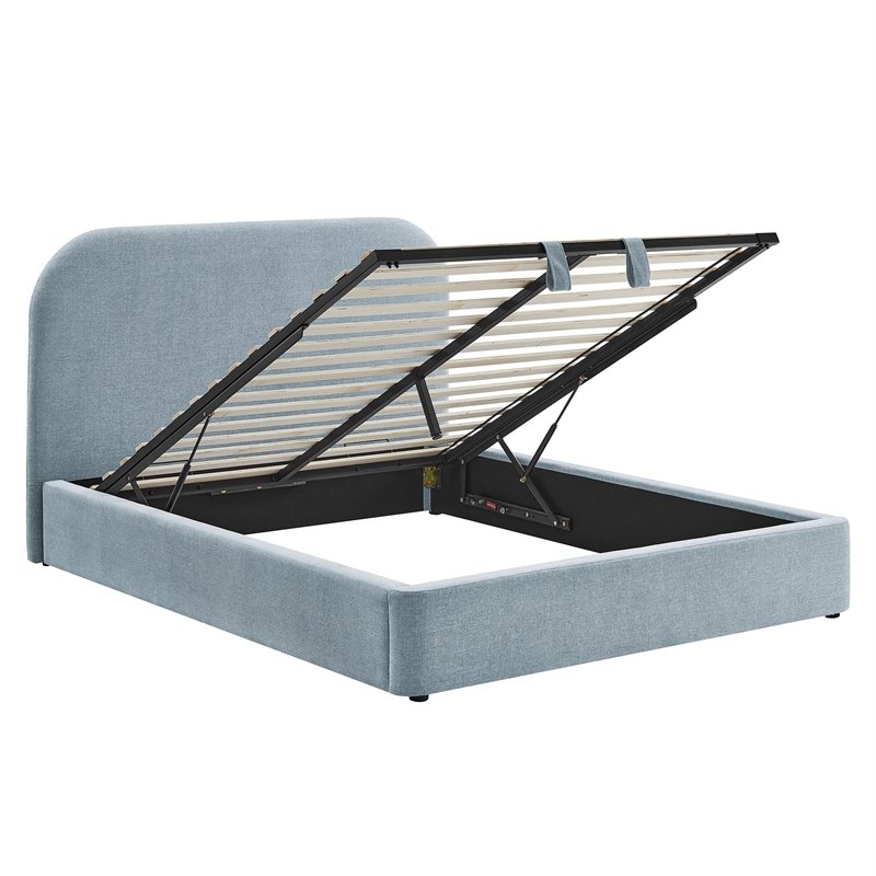 Keynote Full Fabric Upholstered Storage Platform Bed in Sky