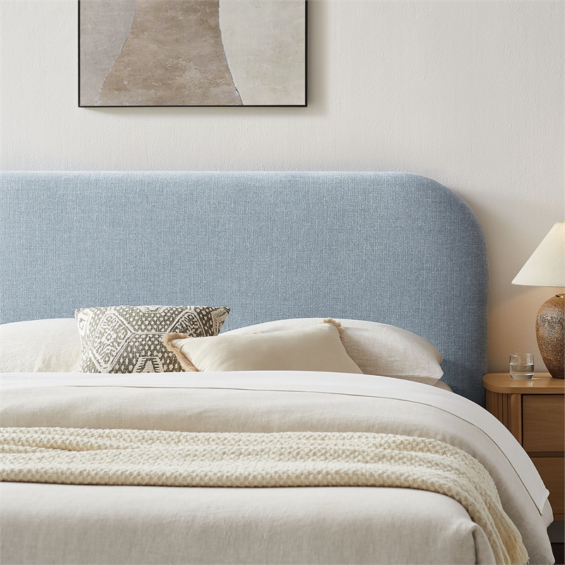 Keynote King Fabric Upholstered Storage Platform Bed in Sky