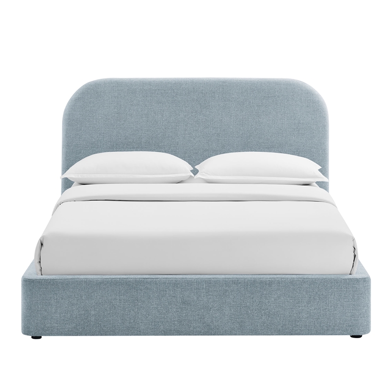 Keynote King Fabric Upholstered Storage Platform Bed in Sky