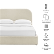Keynote Queen Fabric Upholstered Storage Platform Bed in Ecru