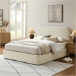 Keynote Queen Fabric Upholstered Storage Platform Bed in Ecru