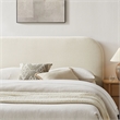 Keynote Queen Fabric Upholstered Storage Platform Bed in Ecru