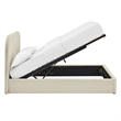 Keynote Queen Fabric Upholstered Storage Platform Bed in Ecru