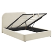 Keynote Queen Fabric Upholstered Storage Platform Bed in Ecru