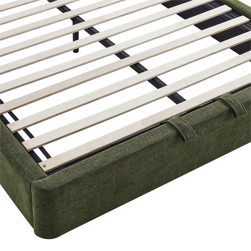 Keynote Queen Fabric Upholstered Storage Platform Bed in Foliage
