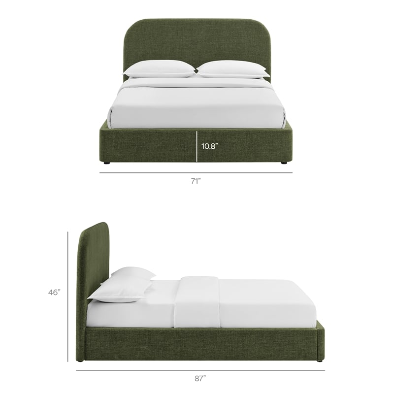 Keynote Queen Fabric Upholstered Storage Platform Bed in Foliage