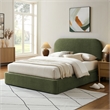 Keynote Queen Fabric Upholstered Storage Platform Bed in Foliage