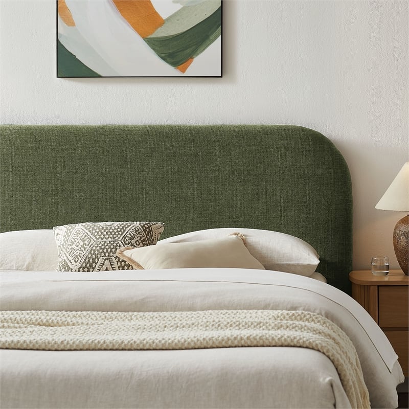 Keynote Queen Fabric Upholstered Storage Platform Bed in Foliage