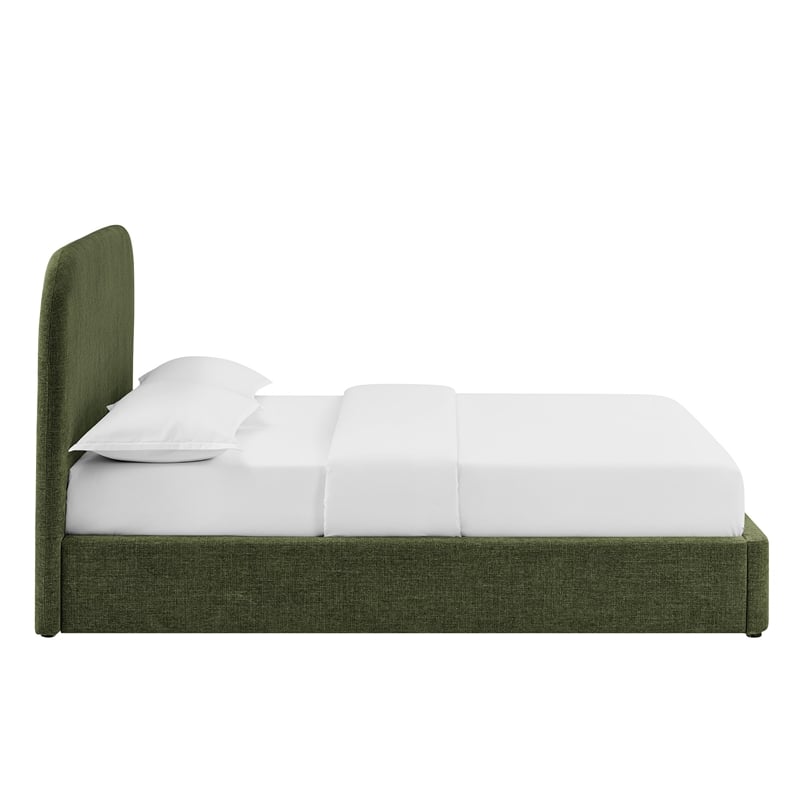Keynote Queen Fabric Upholstered Storage Platform Bed in Foliage