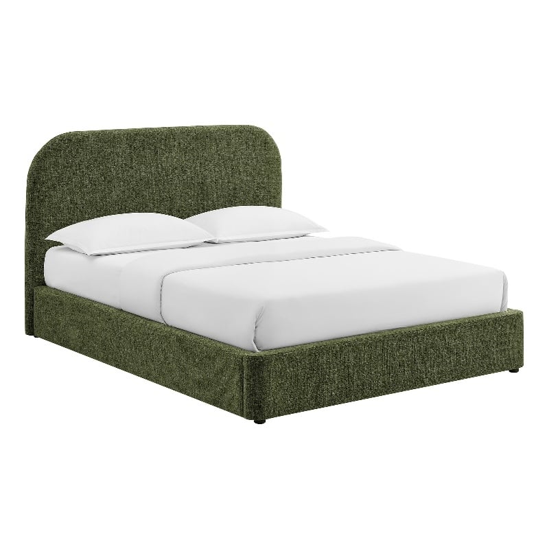 Keynote Queen Fabric Upholstered Storage Platform Bed in Foliage