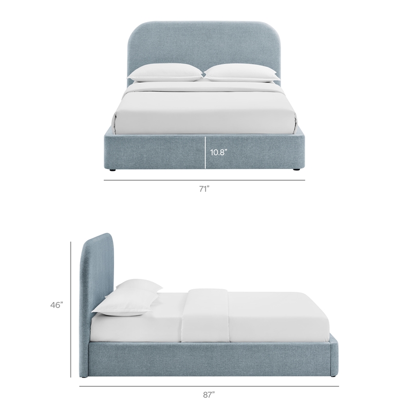 Keynote Queen Fabric Upholstered Storage Platform Bed in Sky