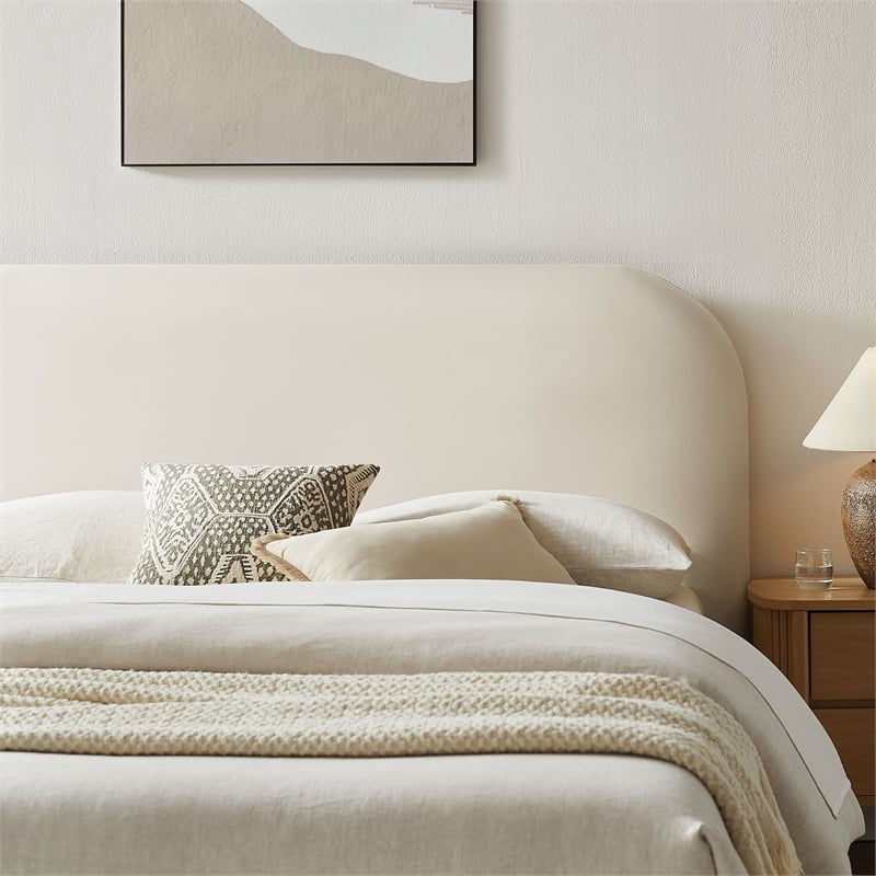 Keynote Queen Performance Velvet Storage Platform Bed in Alabaster