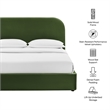 Keynote Queen Performance Velvet Storage Platform Bed in Moss Green