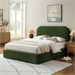 Keynote Queen Performance Velvet Storage Platform Bed in Moss Green