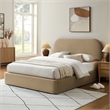 Keynote Queen Performance Velvet Storage Platform Bed in Taupe