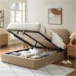 Keynote Queen Performance Velvet Storage Platform Bed in Taupe