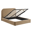 Keynote Queen Performance Velvet Storage Platform Bed in Taupe