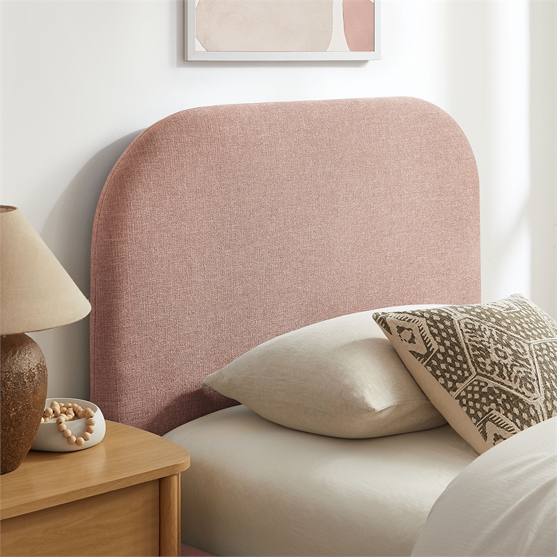 Keynote Twin Fabric Upholstered Storage Platform Bed in Blush