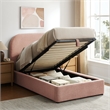 Keynote Twin Fabric Upholstered Storage Platform Bed in Blush