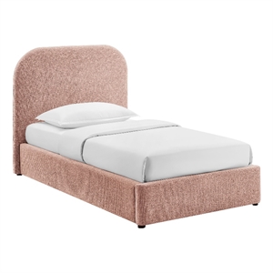 Keynote Twin Fabric Upholstered Storage Platform Bed in Blush