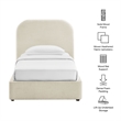 Keynote Twin Fabric Upholstered Storage Platform Bed in Ecru