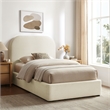 Keynote Twin Fabric Upholstered Storage Platform Bed in Ecru