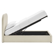 Keynote Twin Fabric Upholstered Storage Platform Bed in Ecru