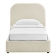 Keynote Twin Fabric Upholstered Storage Platform Bed in Ecru