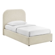 Keynote Twin Fabric Upholstered Storage Platform Bed in Ecru