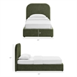 Keynote Twin Fabric Upholstered Storage Platform Bed in Foliage