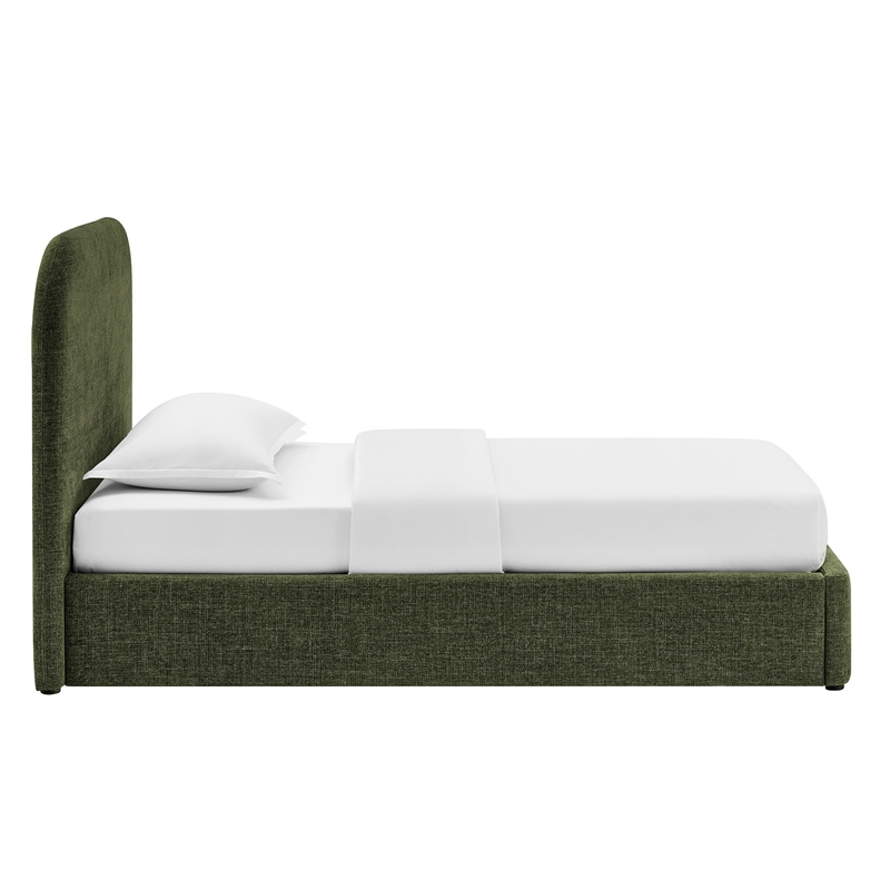 Keynote Twin Fabric Upholstered Storage Platform Bed in Foliage