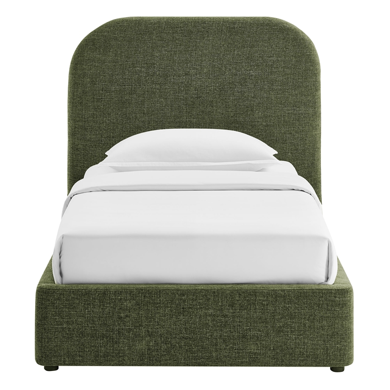 Keynote Twin Fabric Upholstered Storage Platform Bed in Foliage