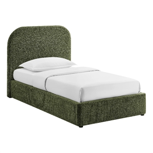 Keynote Twin Fabric Upholstered Storage Platform Bed in Foliage