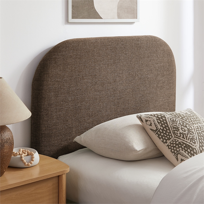 Keynote Twin Fabric Upholstered Storage Platform Bed in Mocha