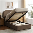 Keynote Twin Fabric Upholstered Storage Platform Bed in Mocha