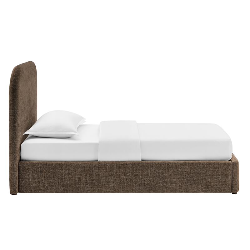 Keynote Twin Fabric Upholstered Storage Platform Bed in Mocha