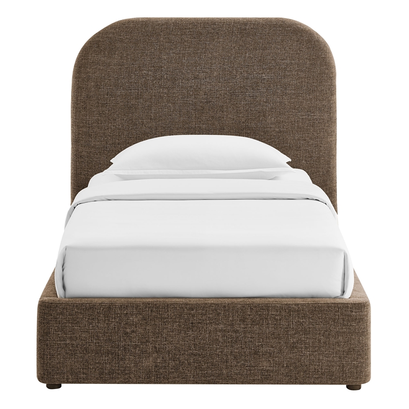 Keynote Twin Fabric Upholstered Storage Platform Bed in Mocha