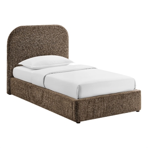 Keynote Twin Fabric Upholstered Storage Platform Bed in Mocha